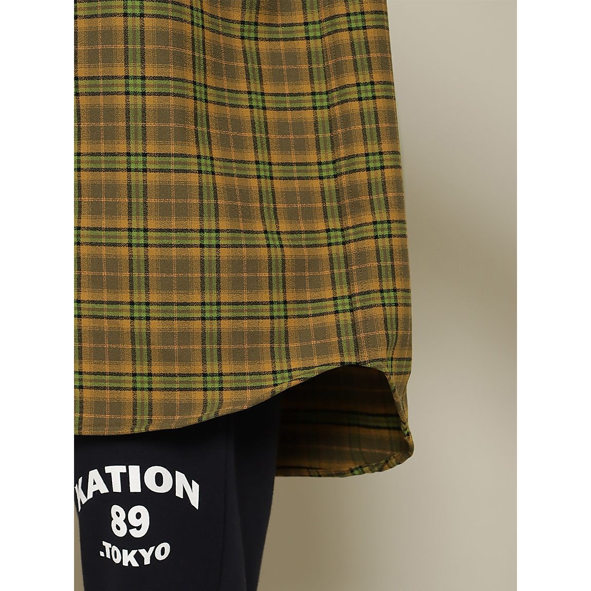 ジョーゼットチェック 裏起毛オーバーサイズシャツ