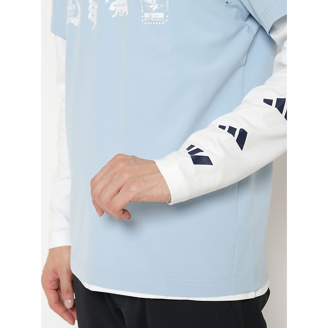 モックネック　レイヤード　ＥＰＷ　グラフィック　長袖ストレッチシャツ