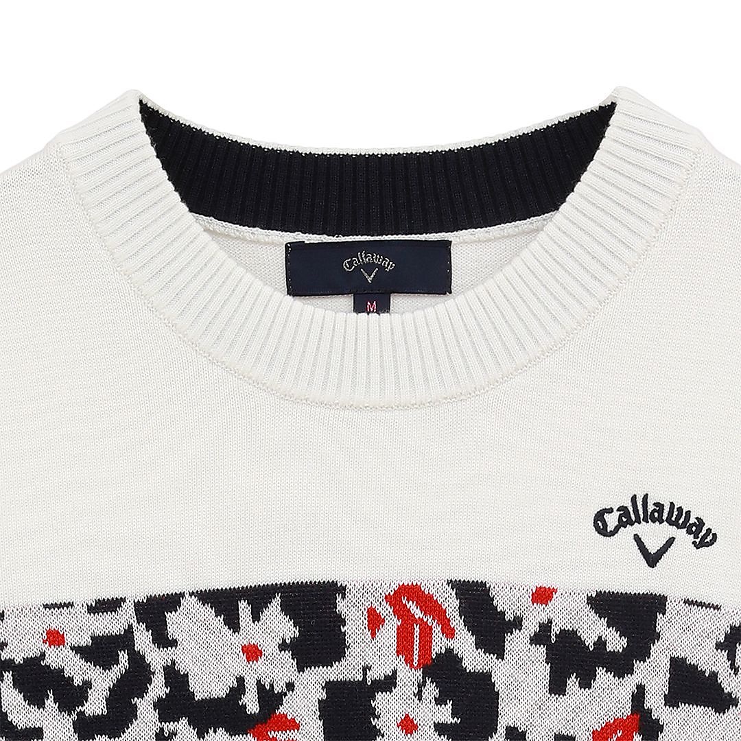 フラワージャカードクルーネックニット