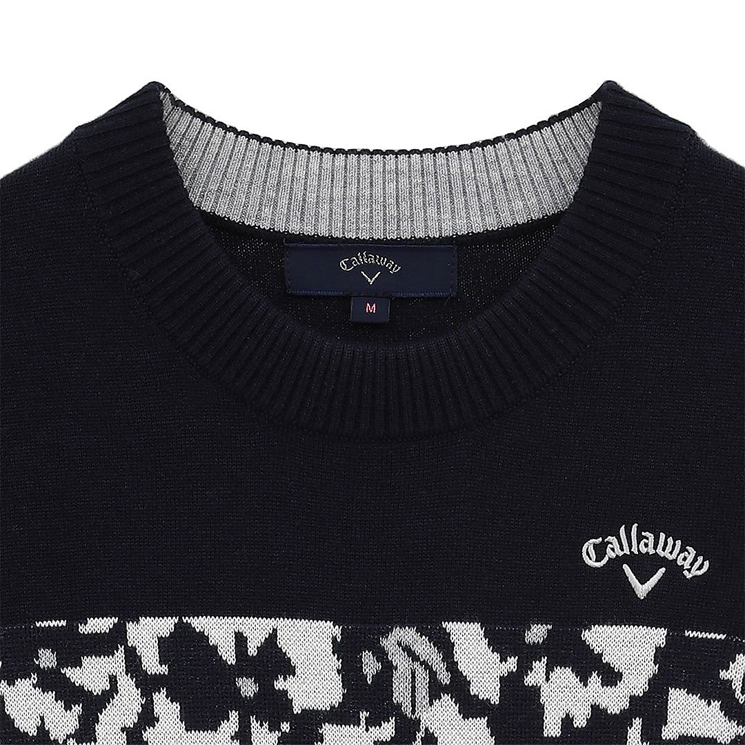 フラワージャカードクルーネックニット