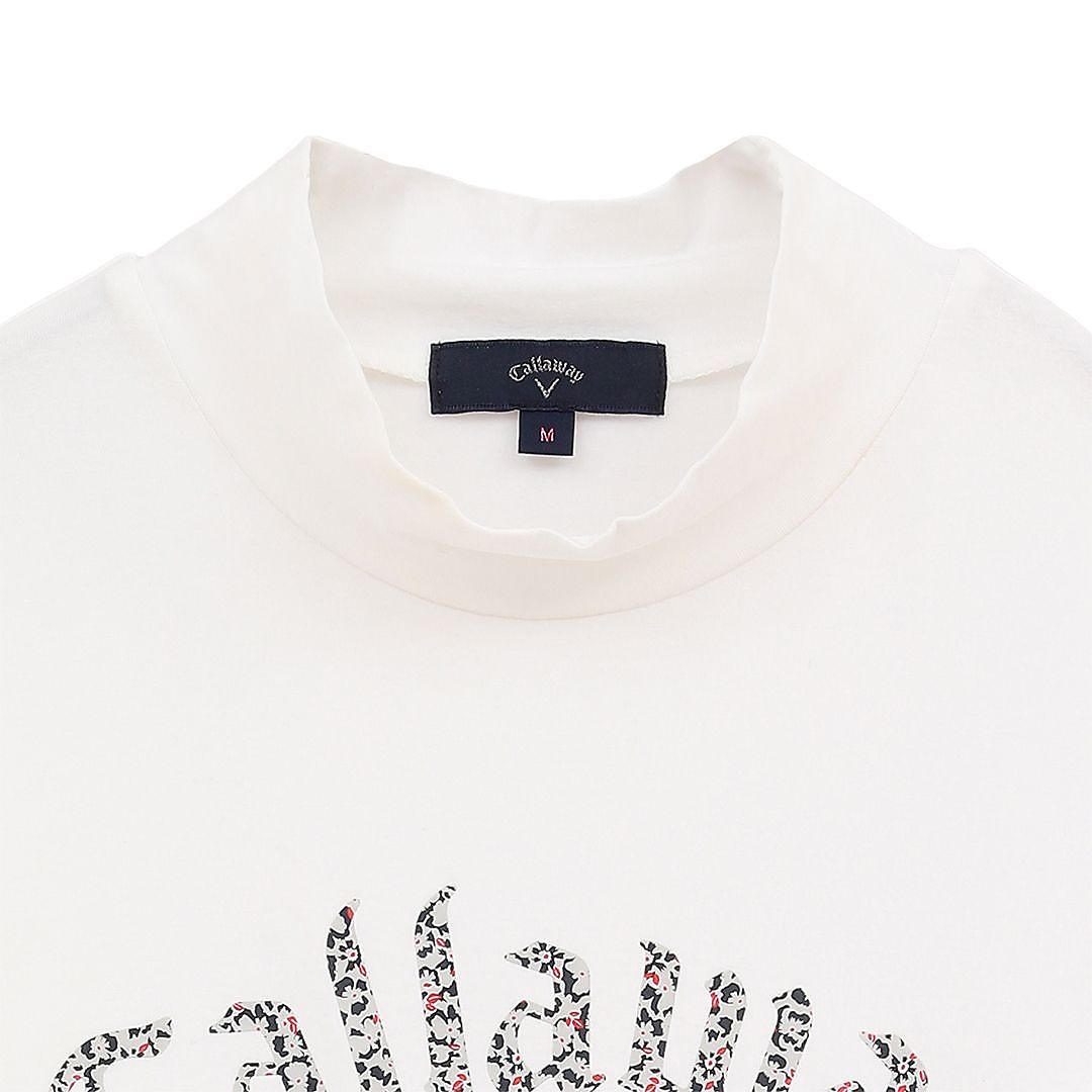 天竺長袖モックネックロゴプリントシャツ