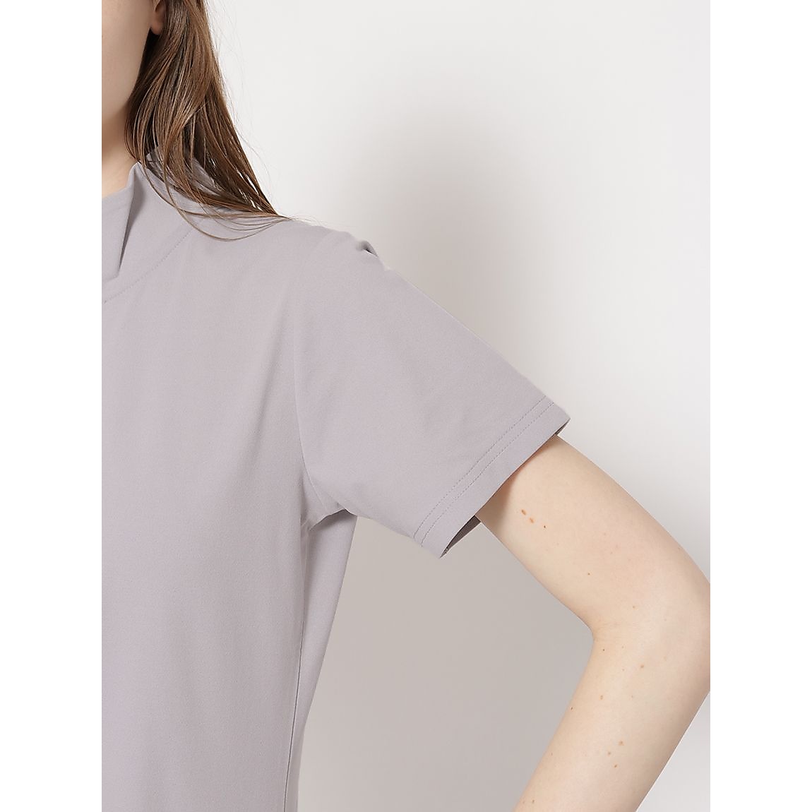 コットンタッチ天竺 ハーフジップTシャツ LADIES