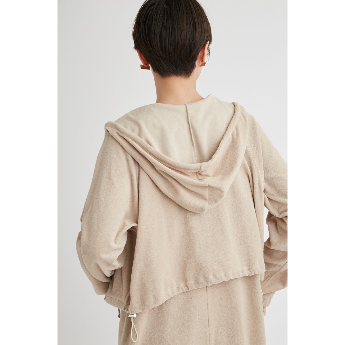 PlaXクロップド丈パイルパーカー