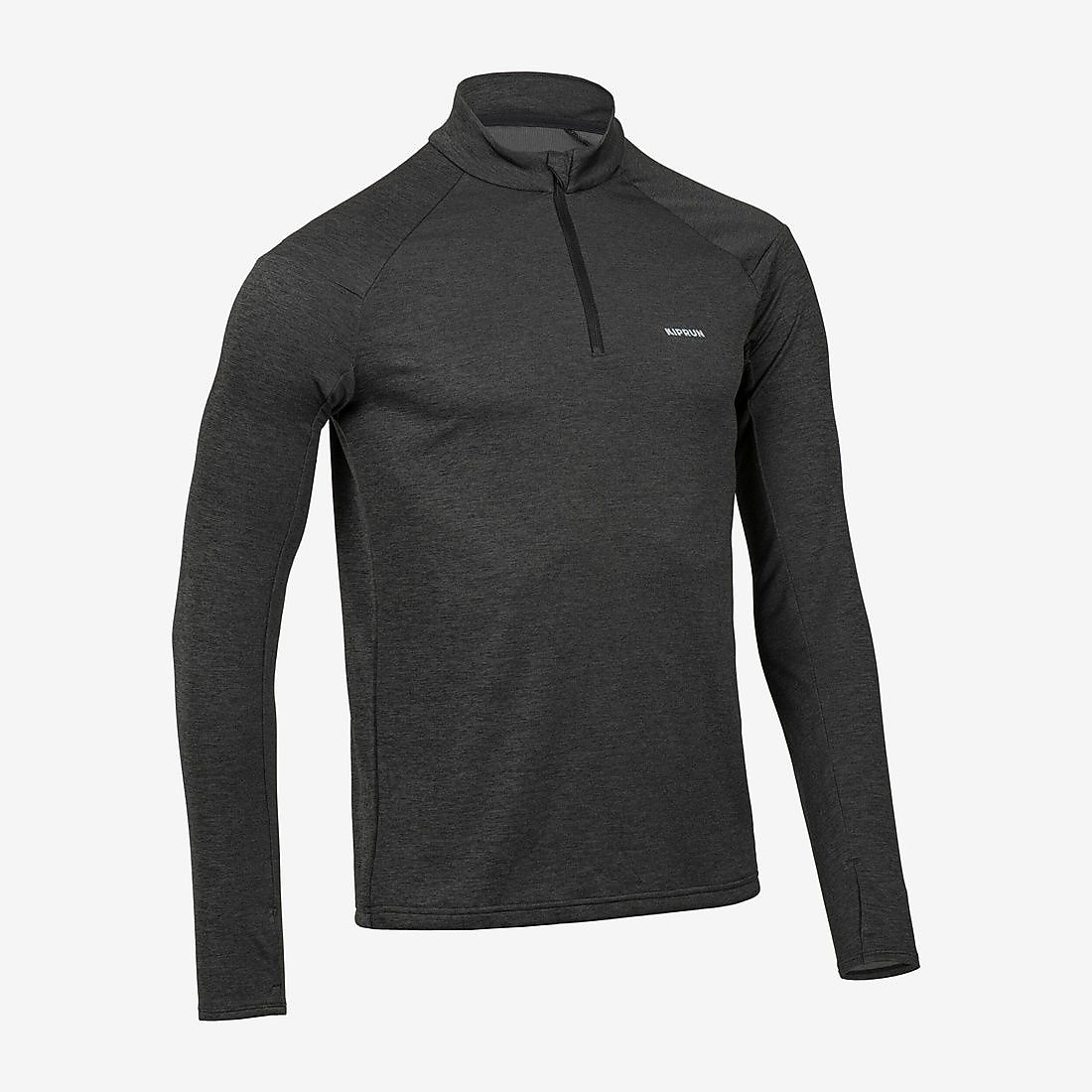 ランニング メンズ 保温/透湿性 ハーフファスナー長袖Tシャツ RUN 100 BLK