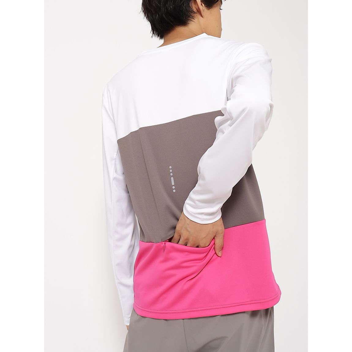 for RUN ドライスムースpr スリーカラーライン長袖Tシャツ MENS