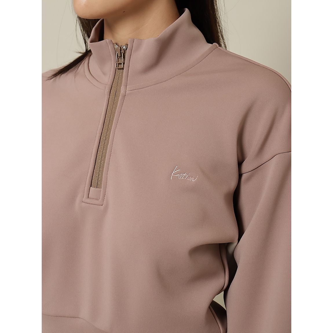 アクアスーティングクロップドハーフジッププルオーバー