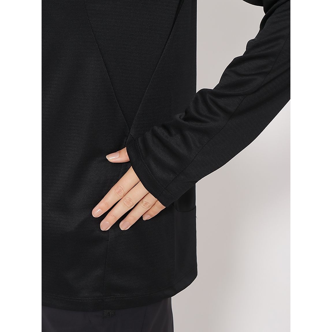 ハニカムドライスムース モックネック長袖TシャツLADIES