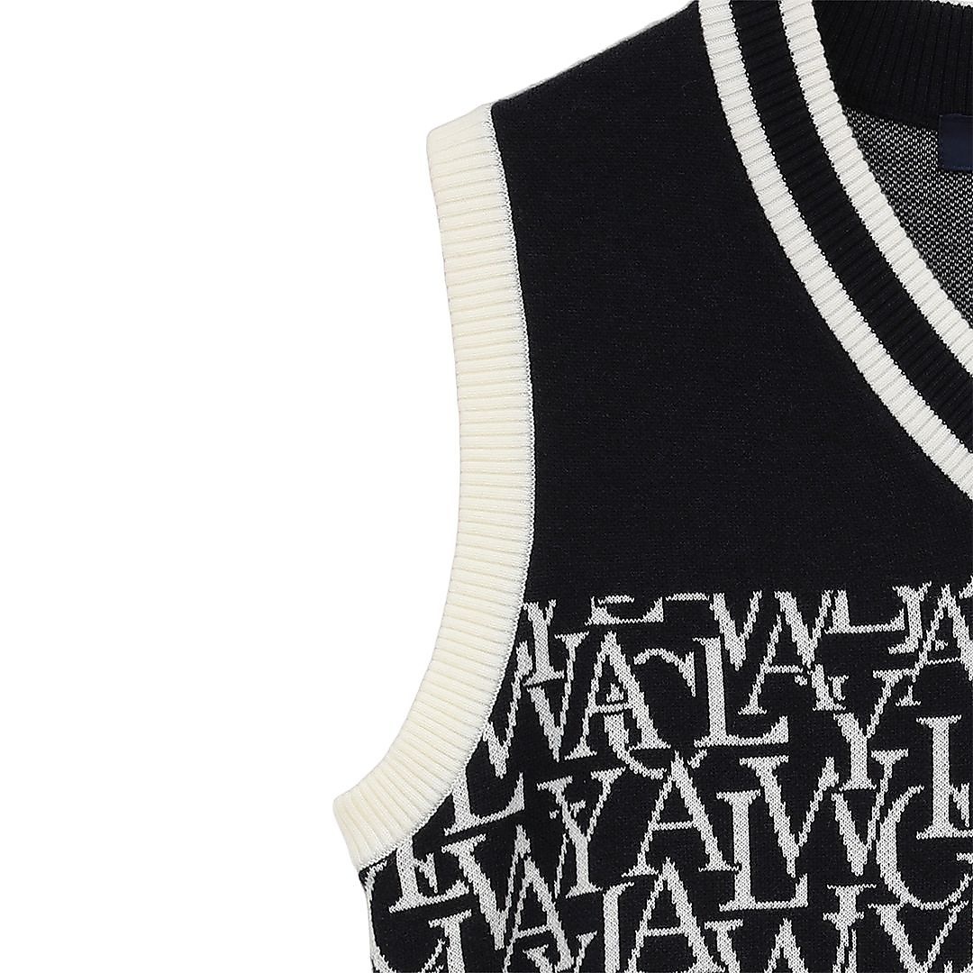 ロゴジャカードニットベスト