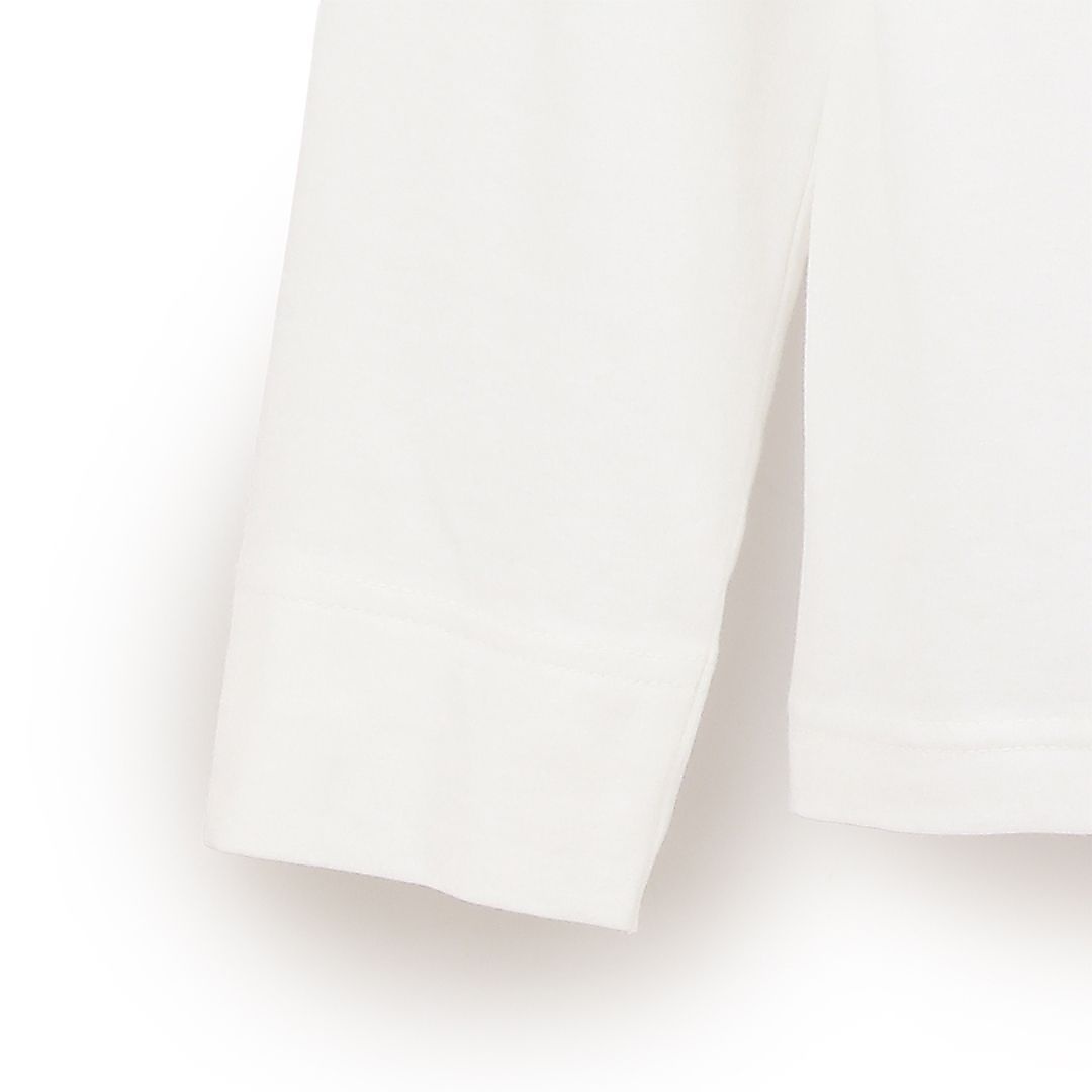 天竺長袖モックネックロゴプリントシャツ