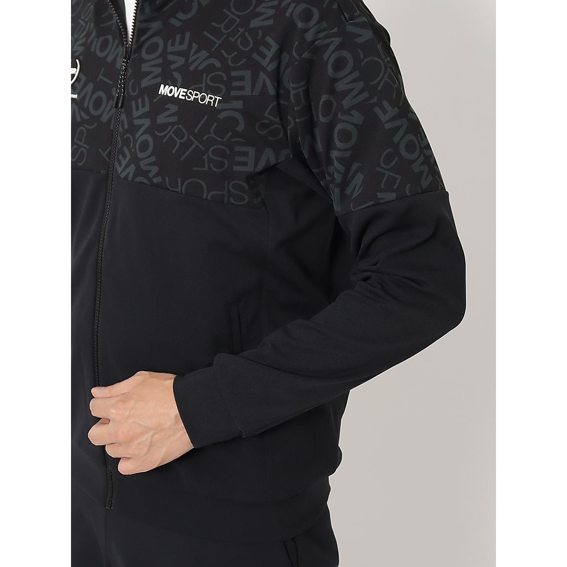 S.F.TECH ロゴ総柄 バックロゴ フルジップフーディー