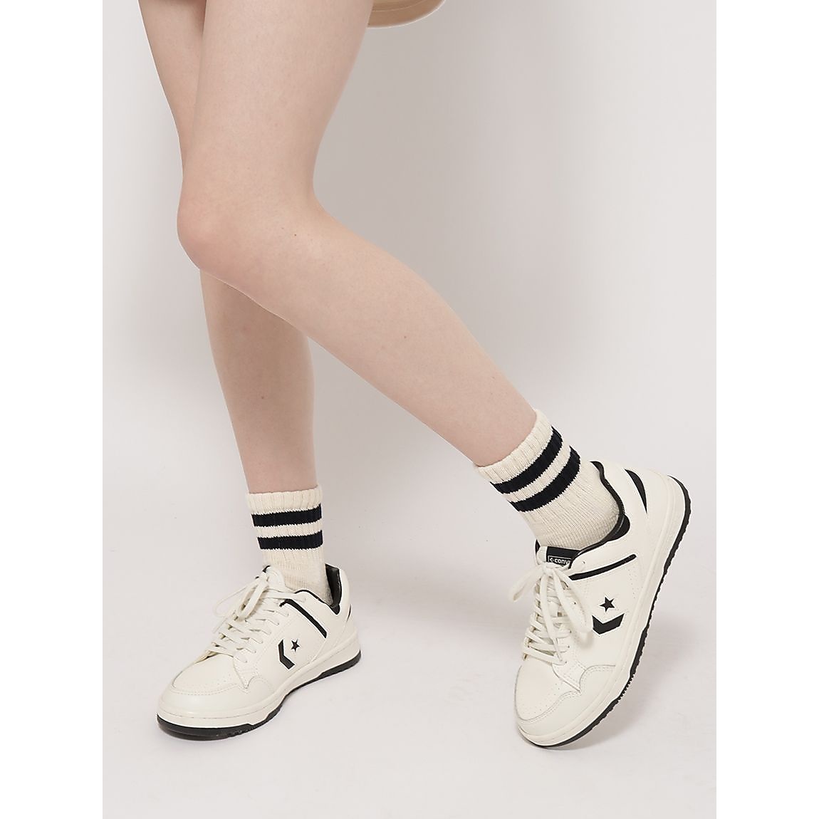 2足組パイル編 スラブ糸 ラインソックス:ショート