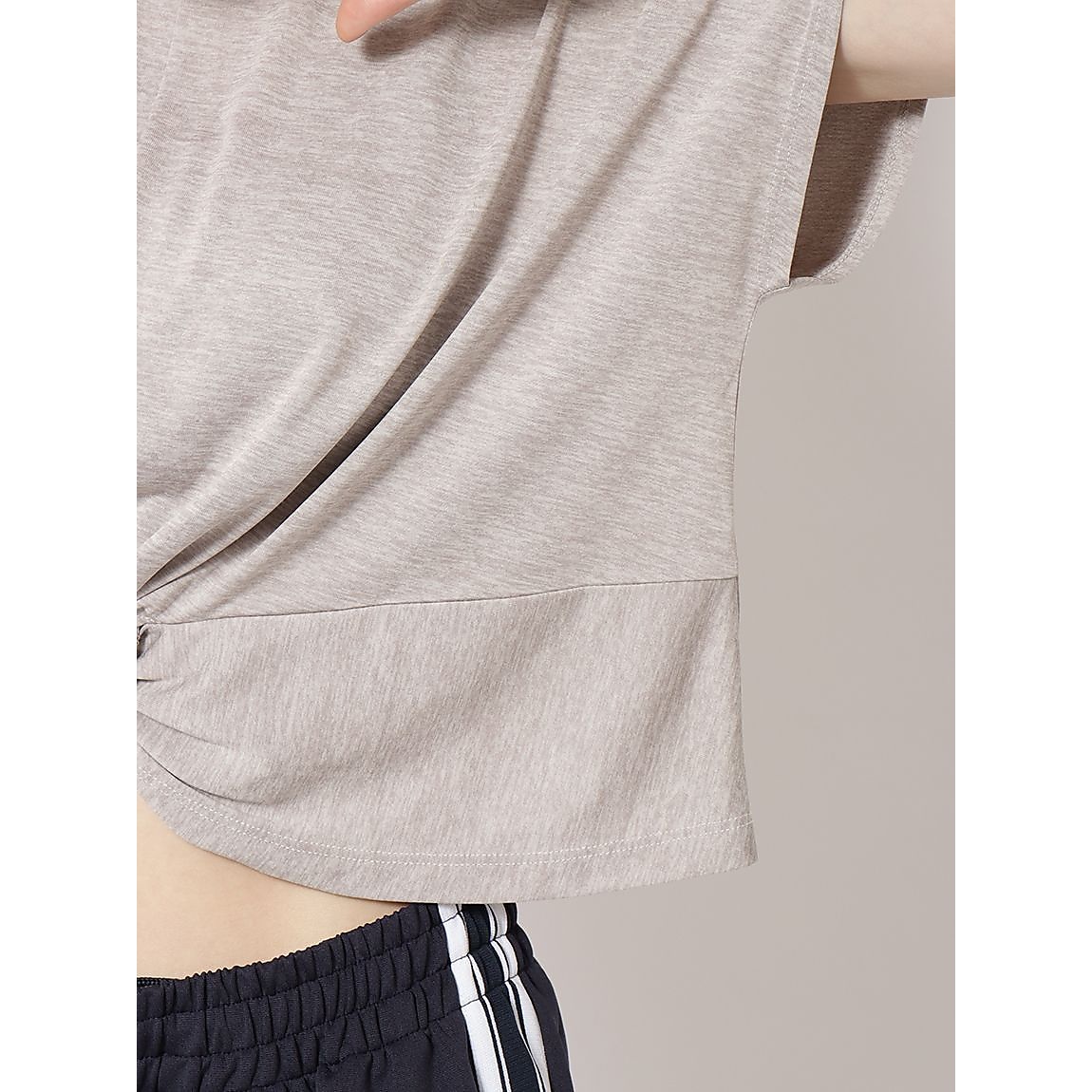 カチオン杢天竺 フロントツイストTシャツ LADIES