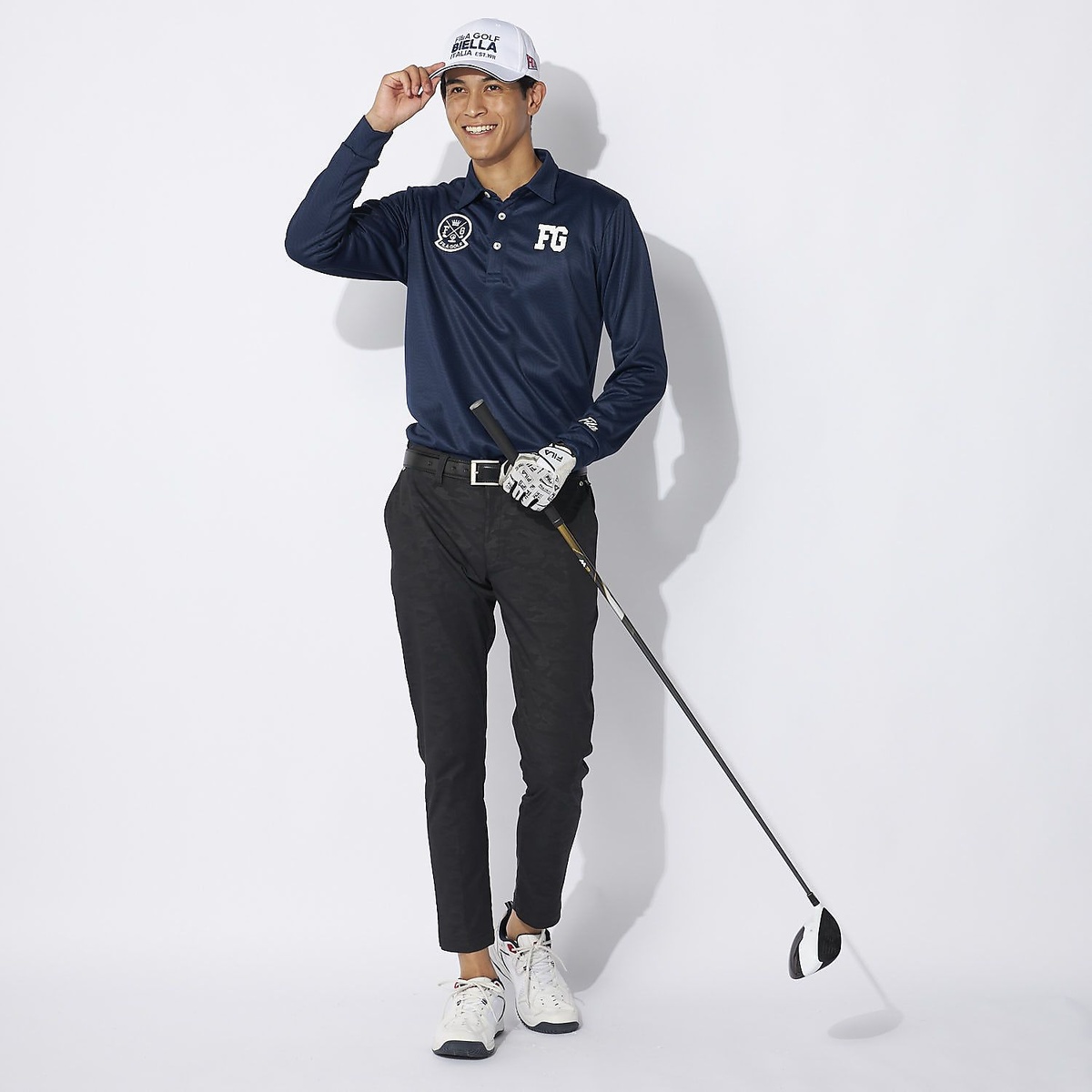 FILA GOLF プリント裏起毛長袖シャツ