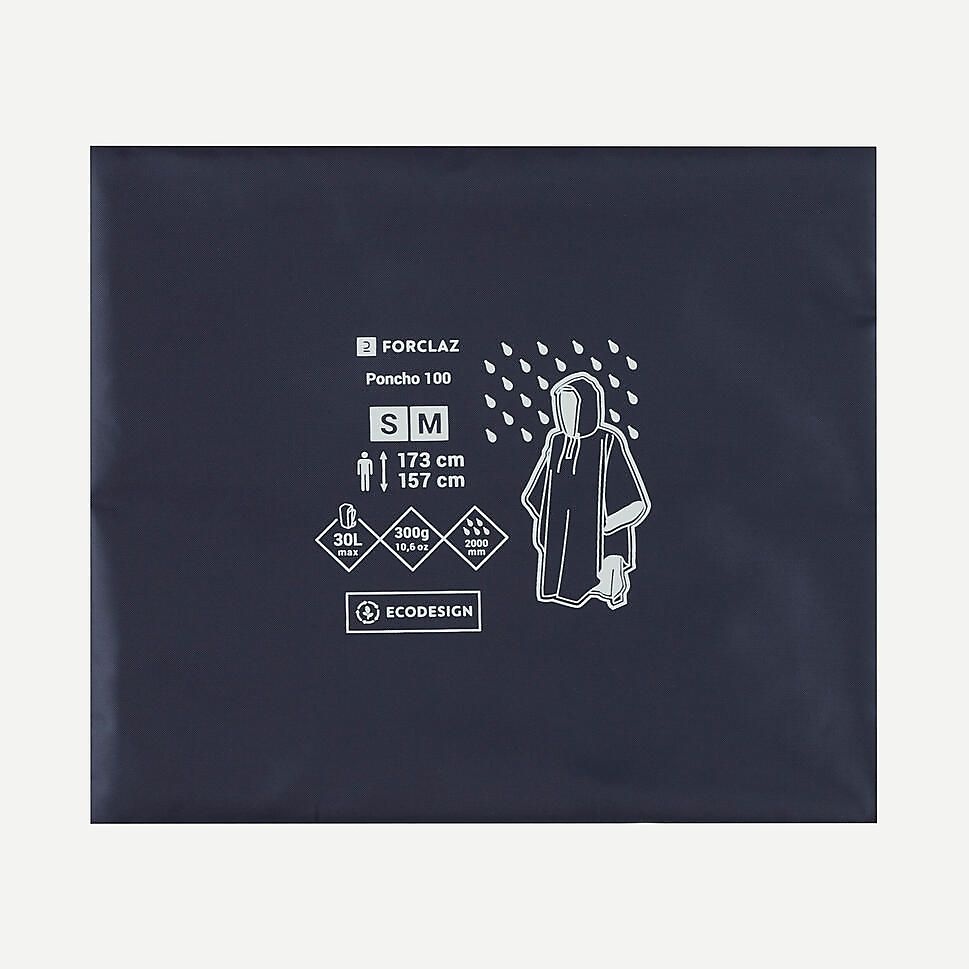 ハイキングレインポンチョ　BLU