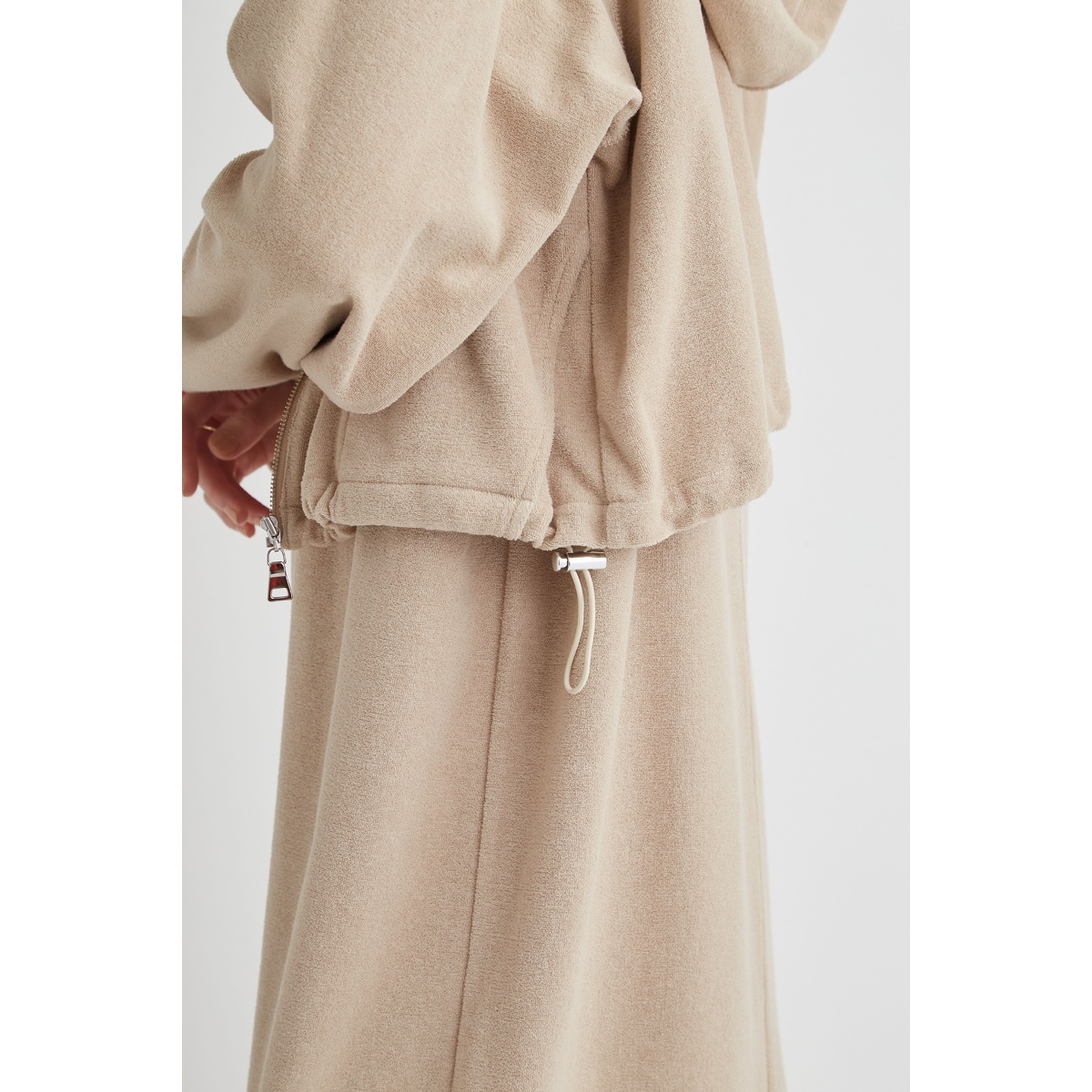 PlaXクロップド丈パイルパーカー