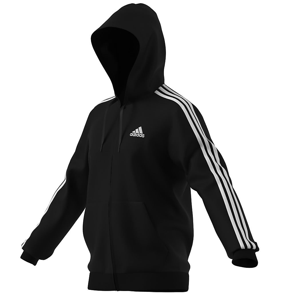 エッセンシャルズ フリース 3ストライプス フルジップパーカー / M ESSENTIALS 3STRIPES FULL-ZIP HOODIE
