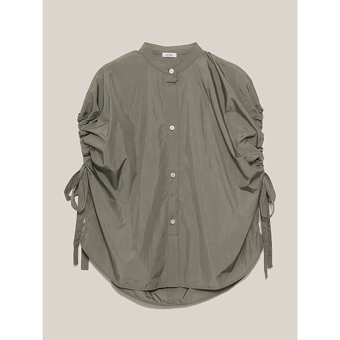 ストーンナイロン ギャザーブラウス