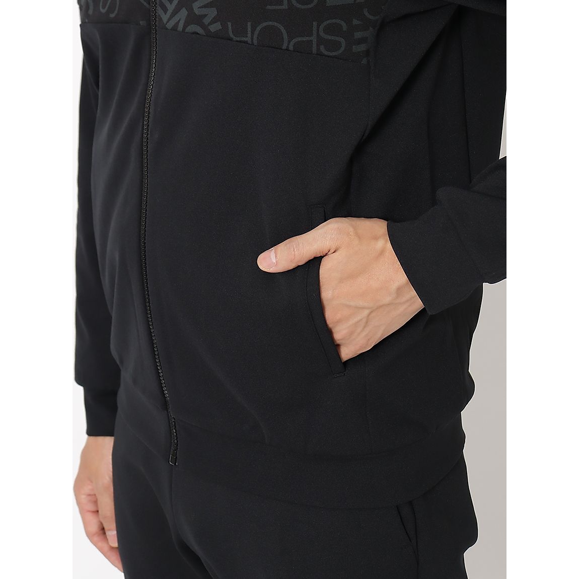 S.F.TECH ロゴ総柄 バックロゴ フルジップフーディー