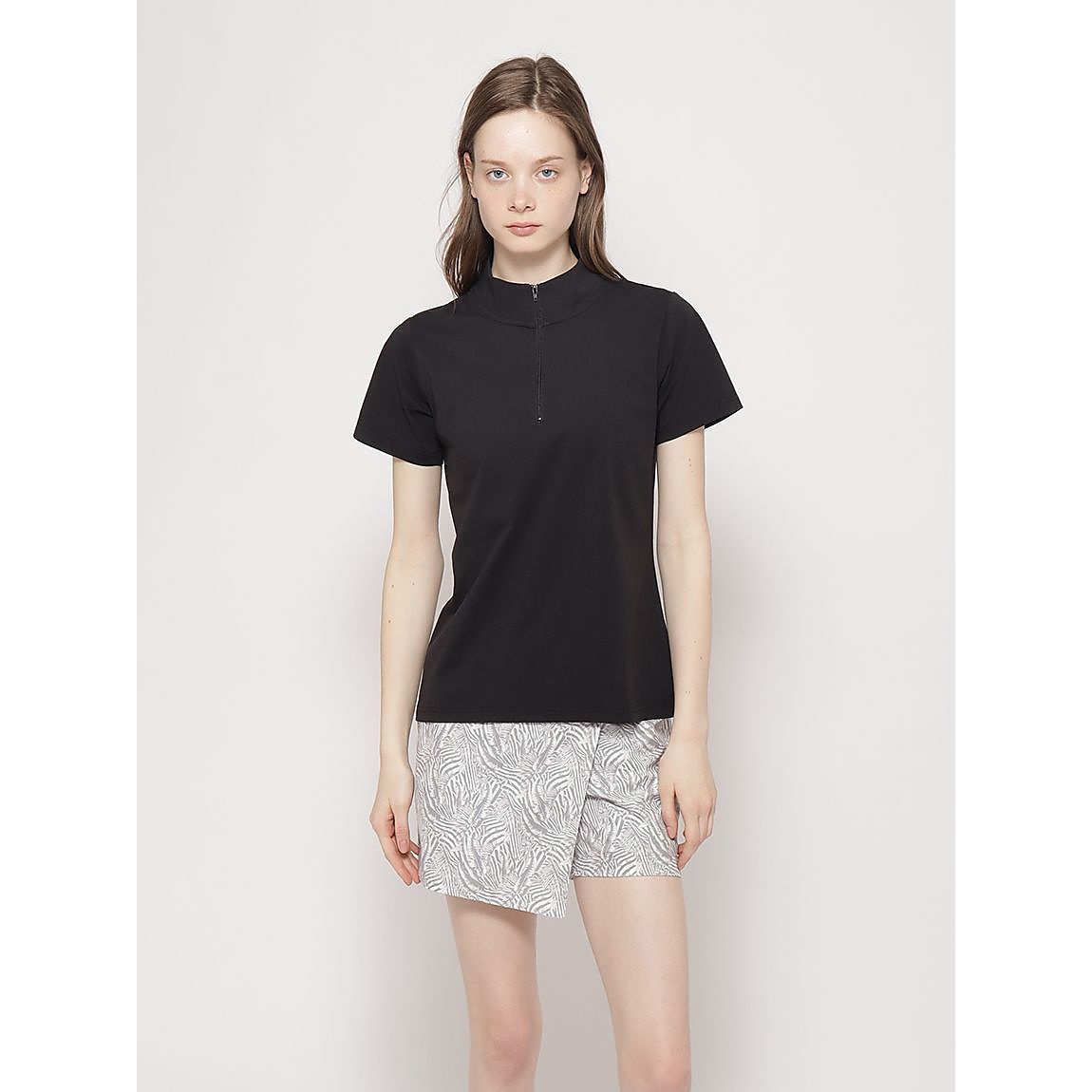 コットンタッチ天竺 ハーフジップTシャツ LADIES