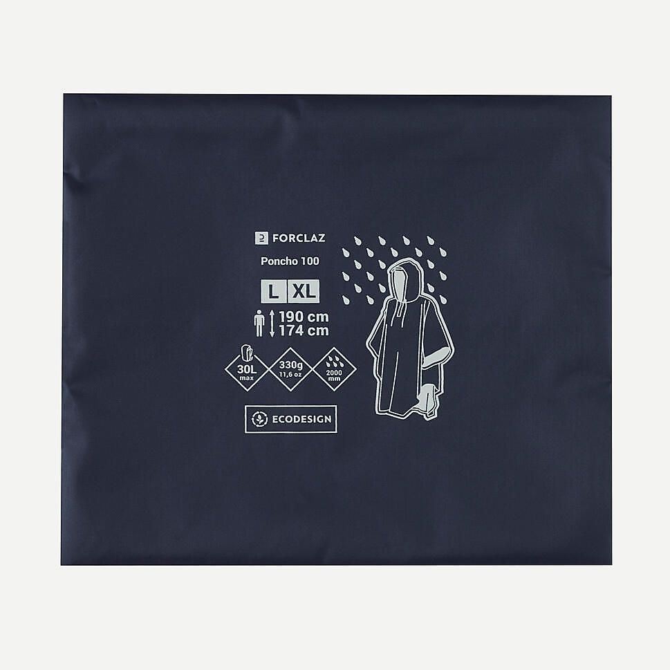 ハイキングレインポンチョ　BLU