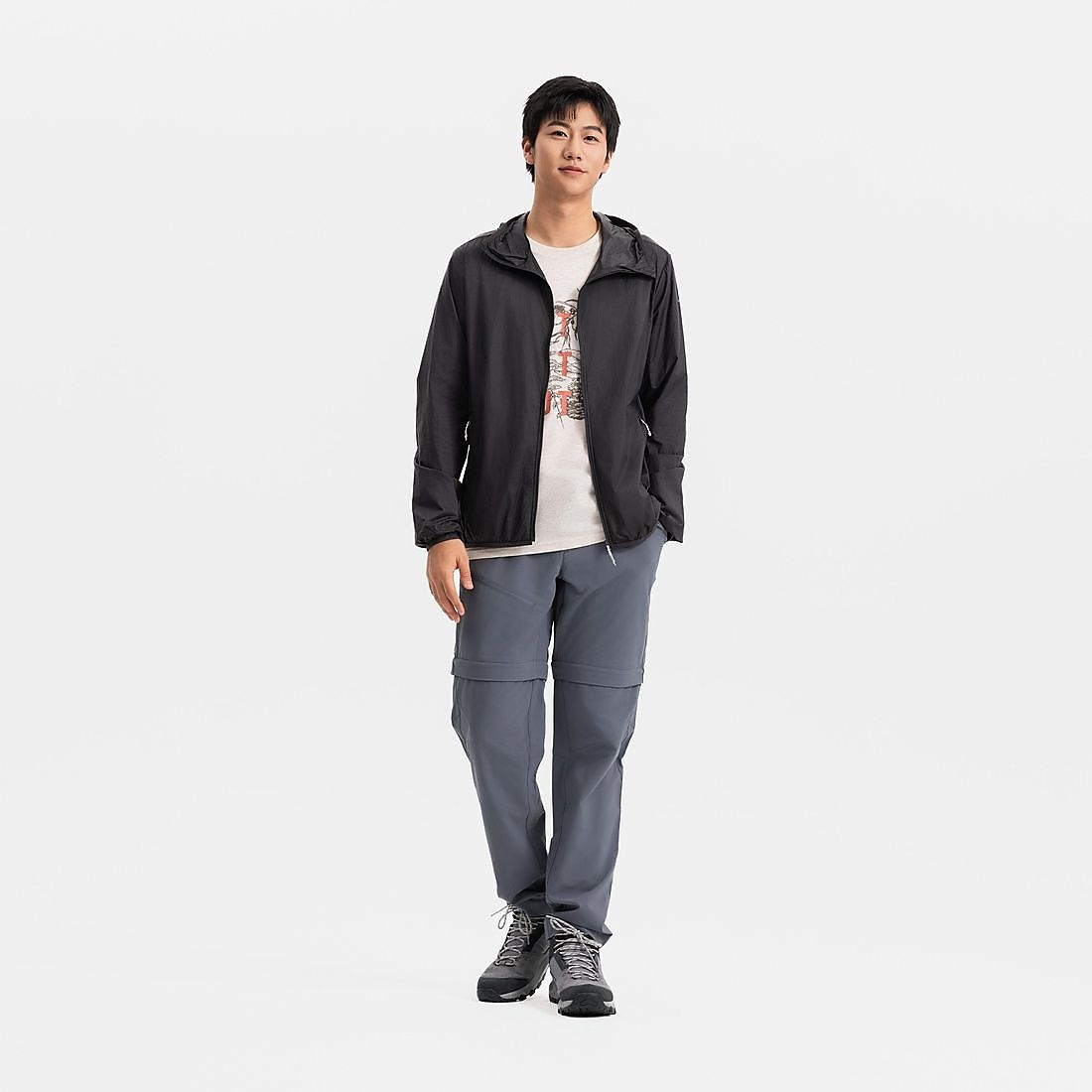 Decathlonメンズ 2WAY モジュールパンツ MH100 GRY