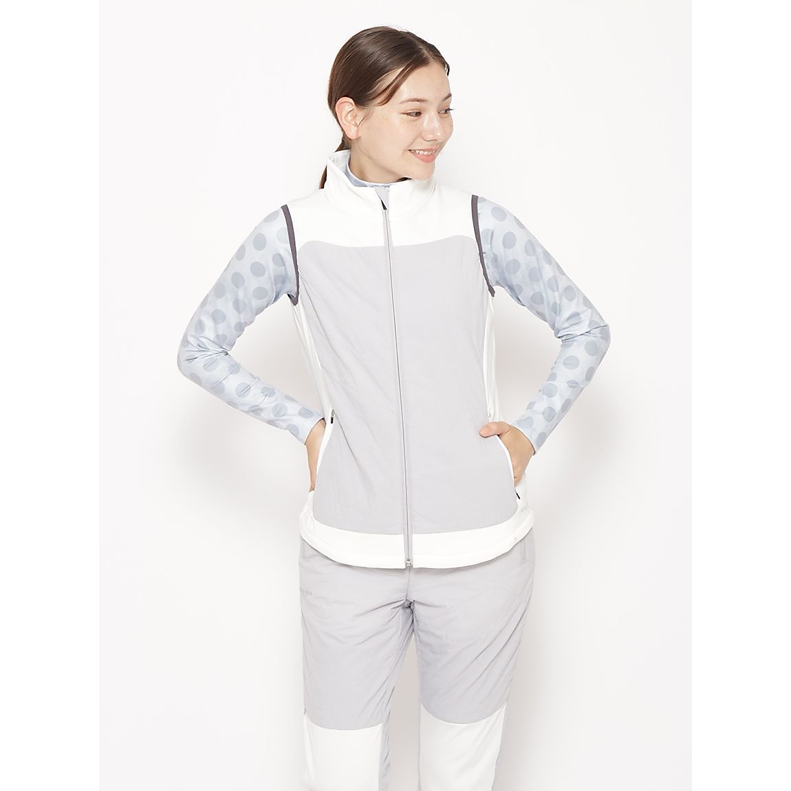 HYBRID 中綿/ジャージ スタンドカラーベスト LADIES