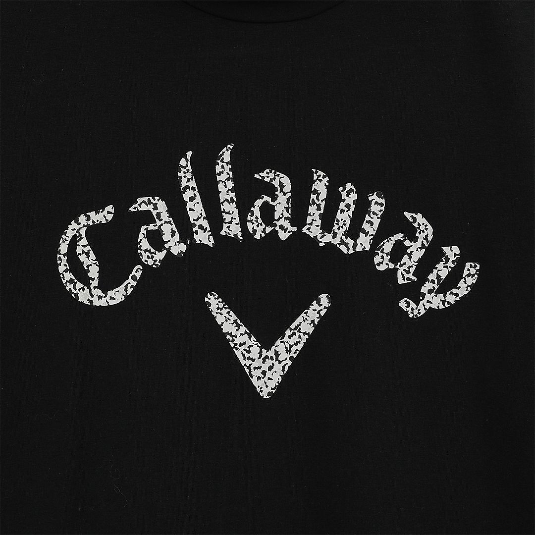 天竺長袖モックネックロゴプリントシャツ