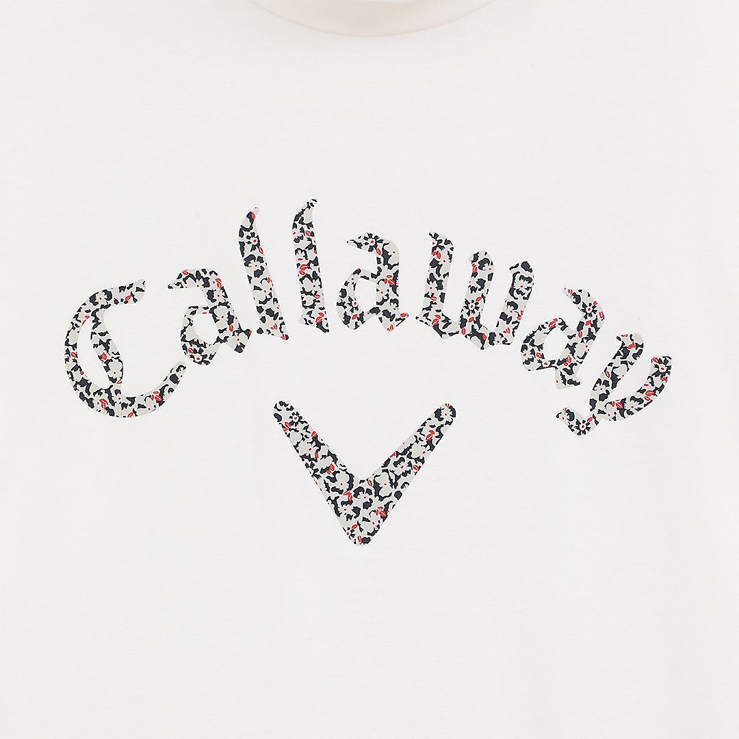 天竺長袖モックネックロゴプリントシャツ