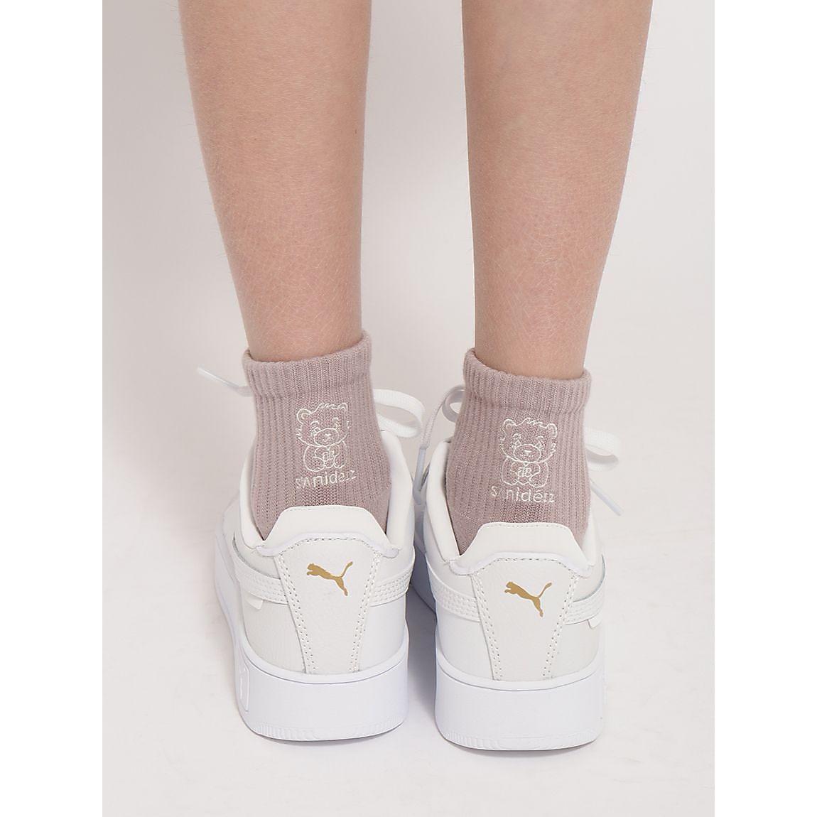 2足組パイル編 刺繍ソックス:ショート