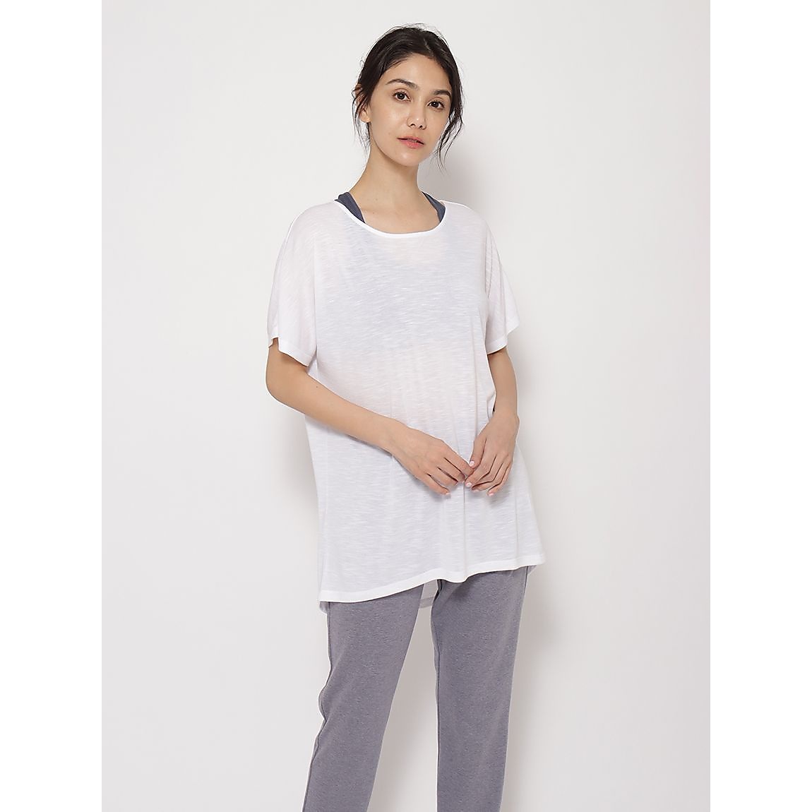 スラブ天竺 ドルマンチュニックTシャツLADIES