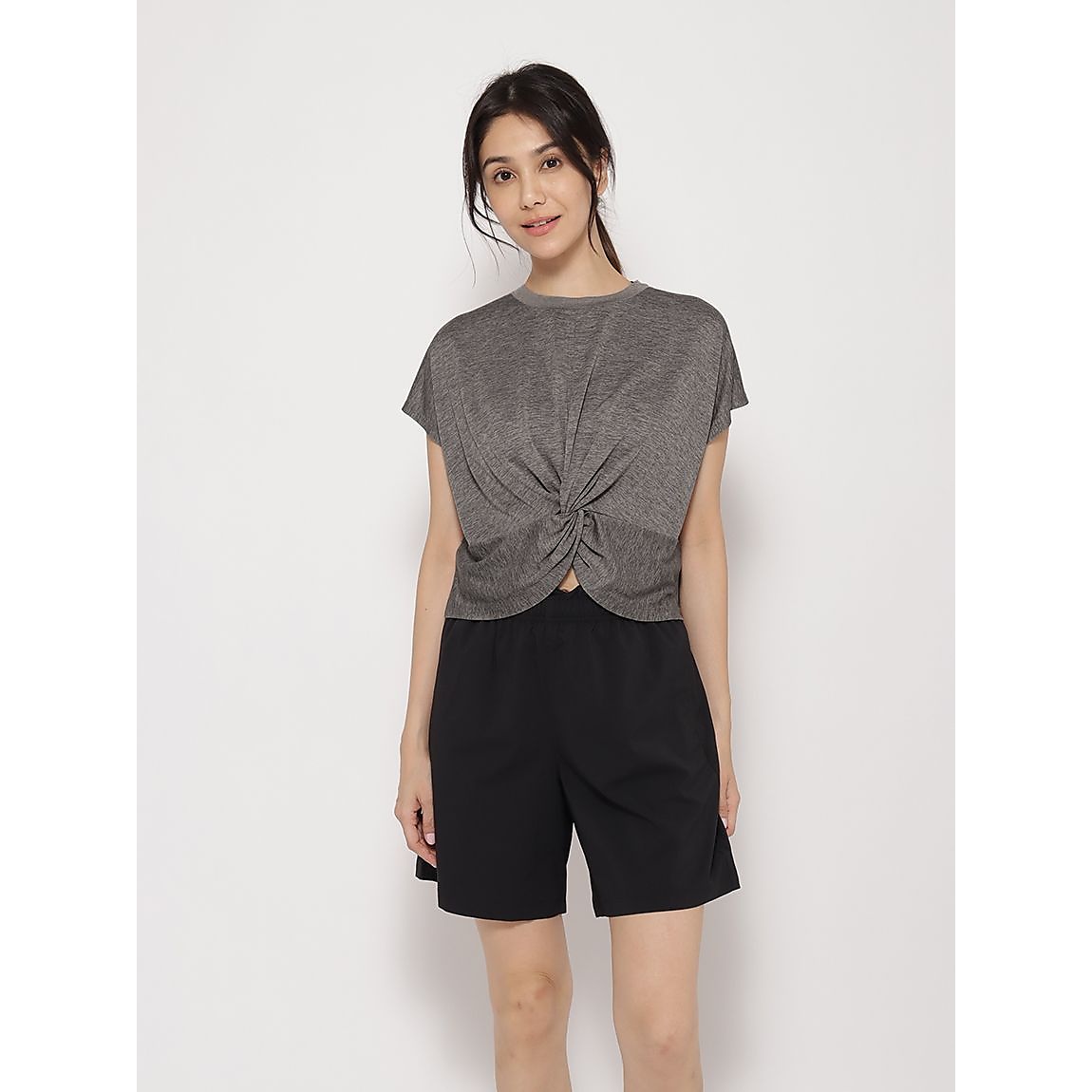 カチオン杢天竺 フロントツイストTシャツ LADIES