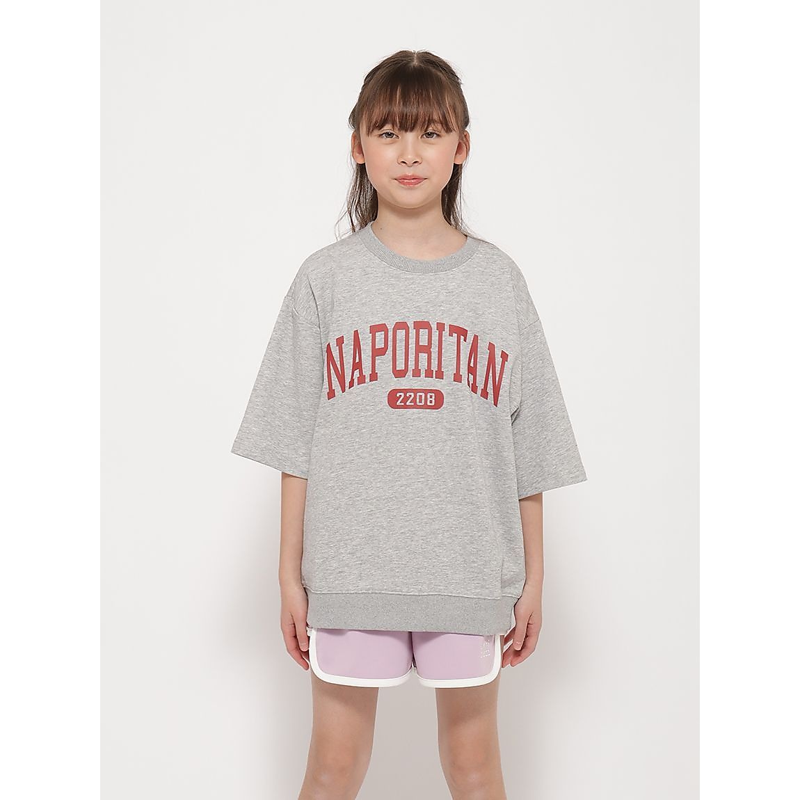 CVC裏毛スウェット クルーネック半袖ロゴJUNIOR