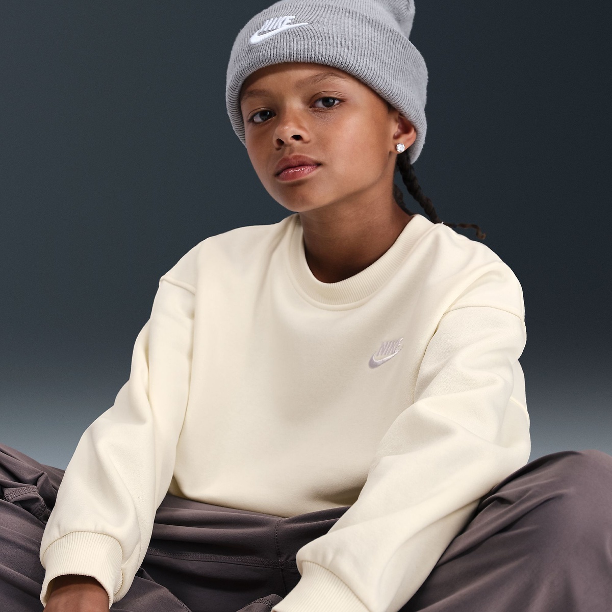 ナイキ YTH ガールズ NSW クラブフリース OVRSZDLBR L/S クルー