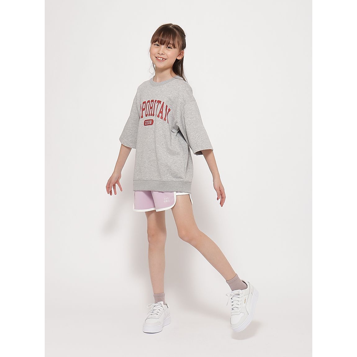 CVC裏毛スウェット クルーネック半袖ロゴJUNIOR