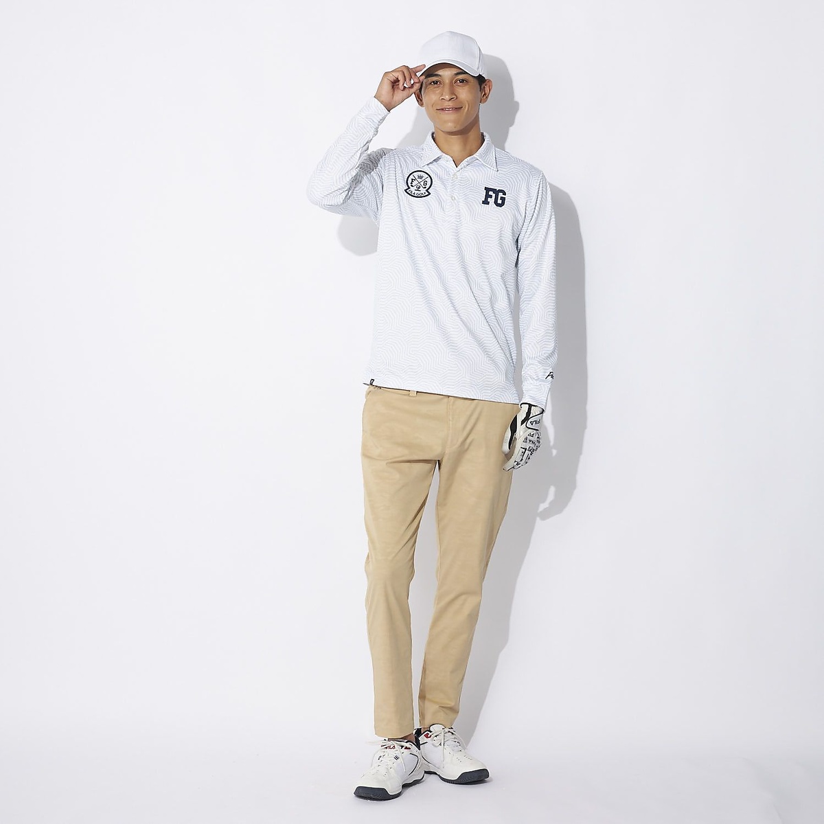 FILA GOLF プリント裏起毛長袖シャツ