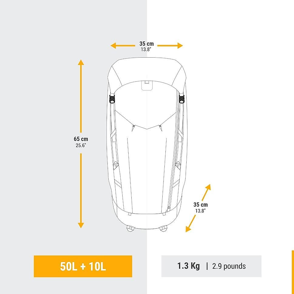 ハイキングメンズバックパック50－60LBLU