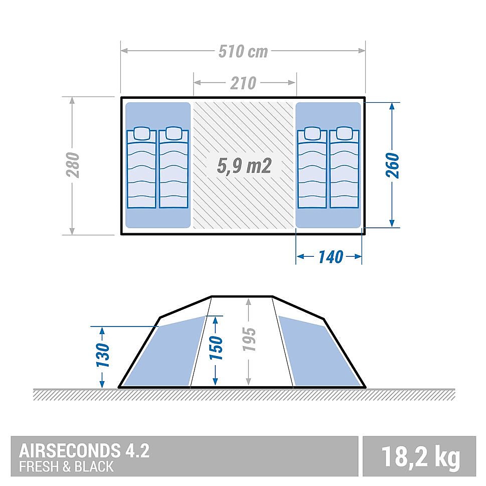 エアーフレーム2ルームテント4人用