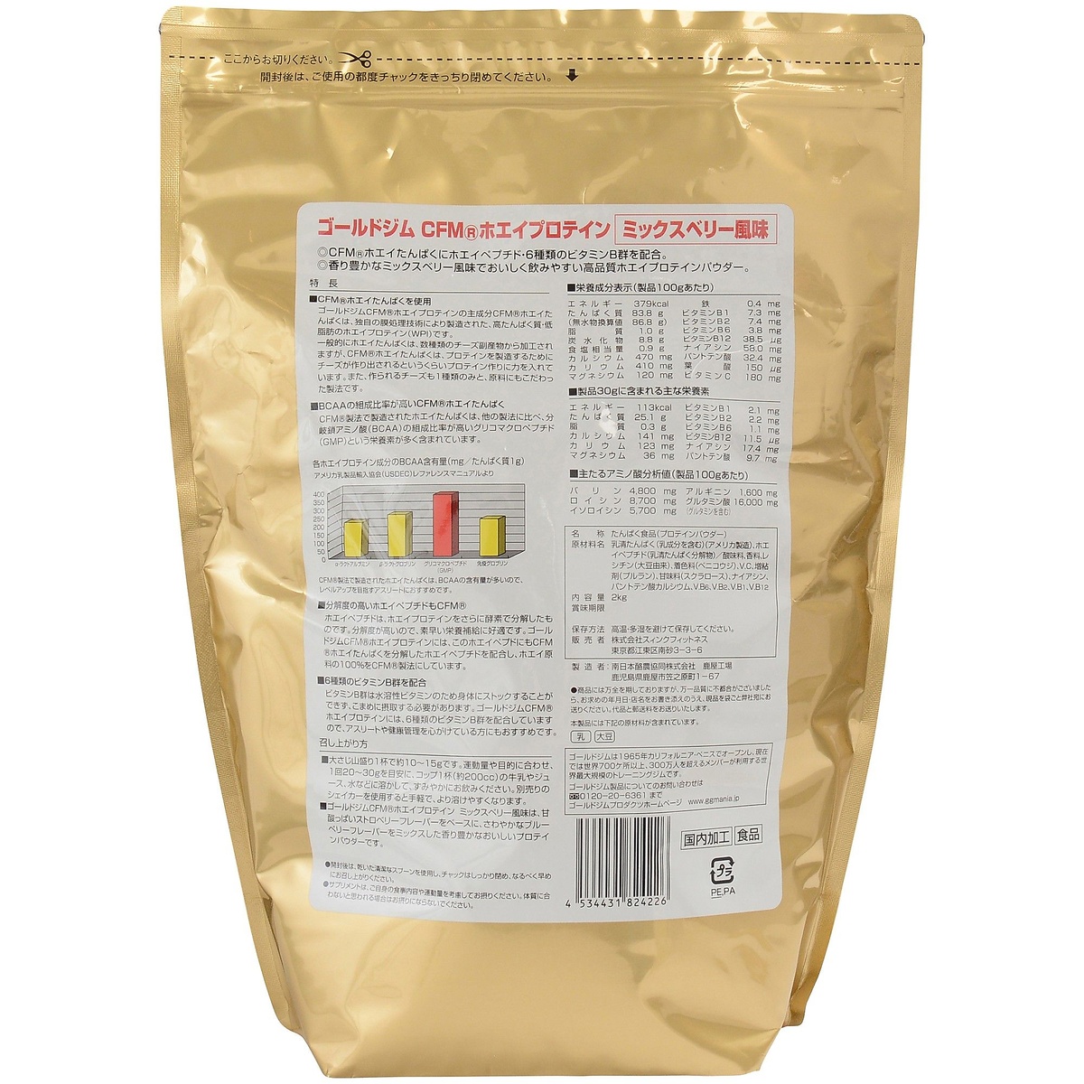 CFMホエイプロテイン+ホエイペプチド&ビタミンB ミックスベリー風味 2kg