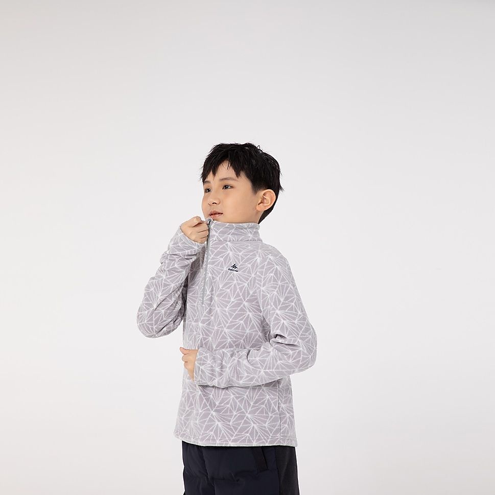 QUECHUAキッズフリース ハーフジップMH100 GRY