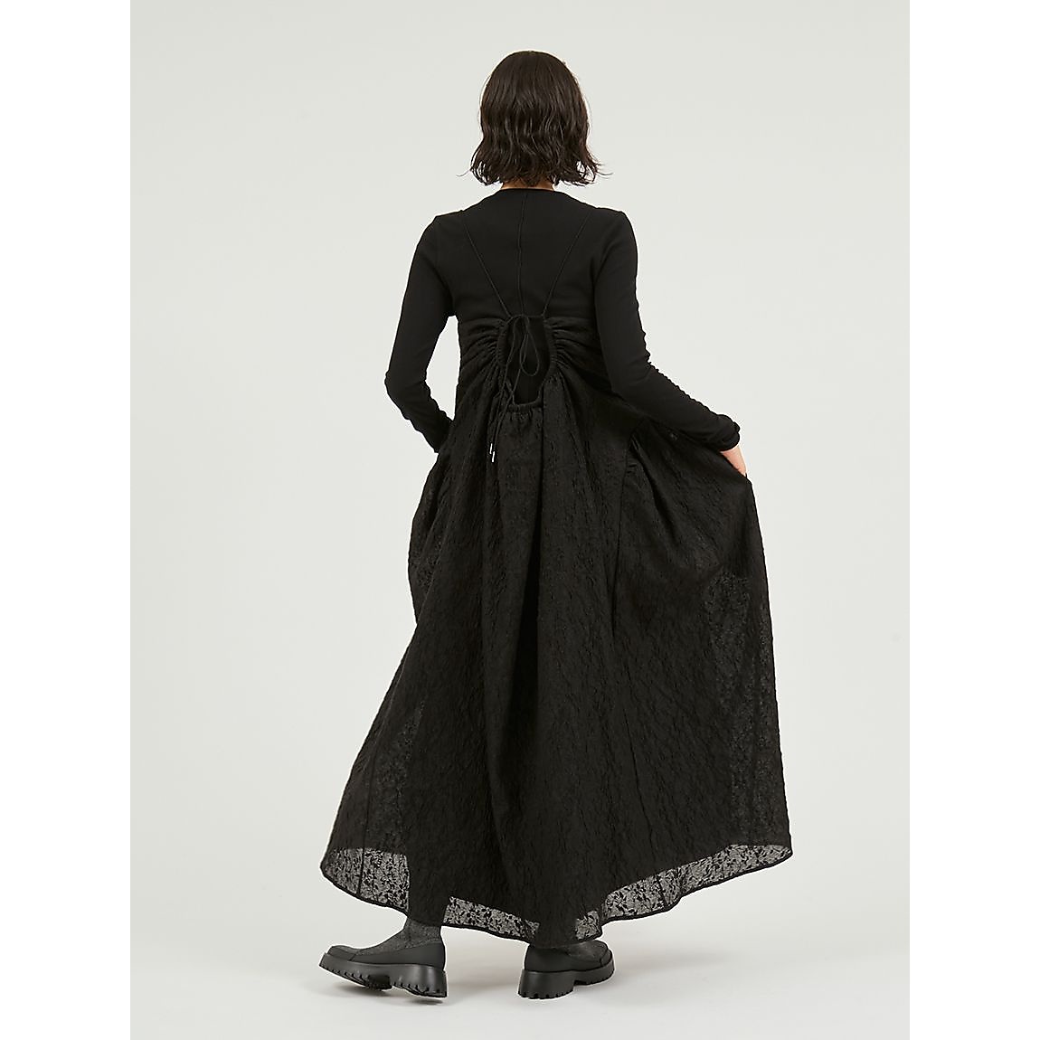 カットセットフラワージャガードワンピース