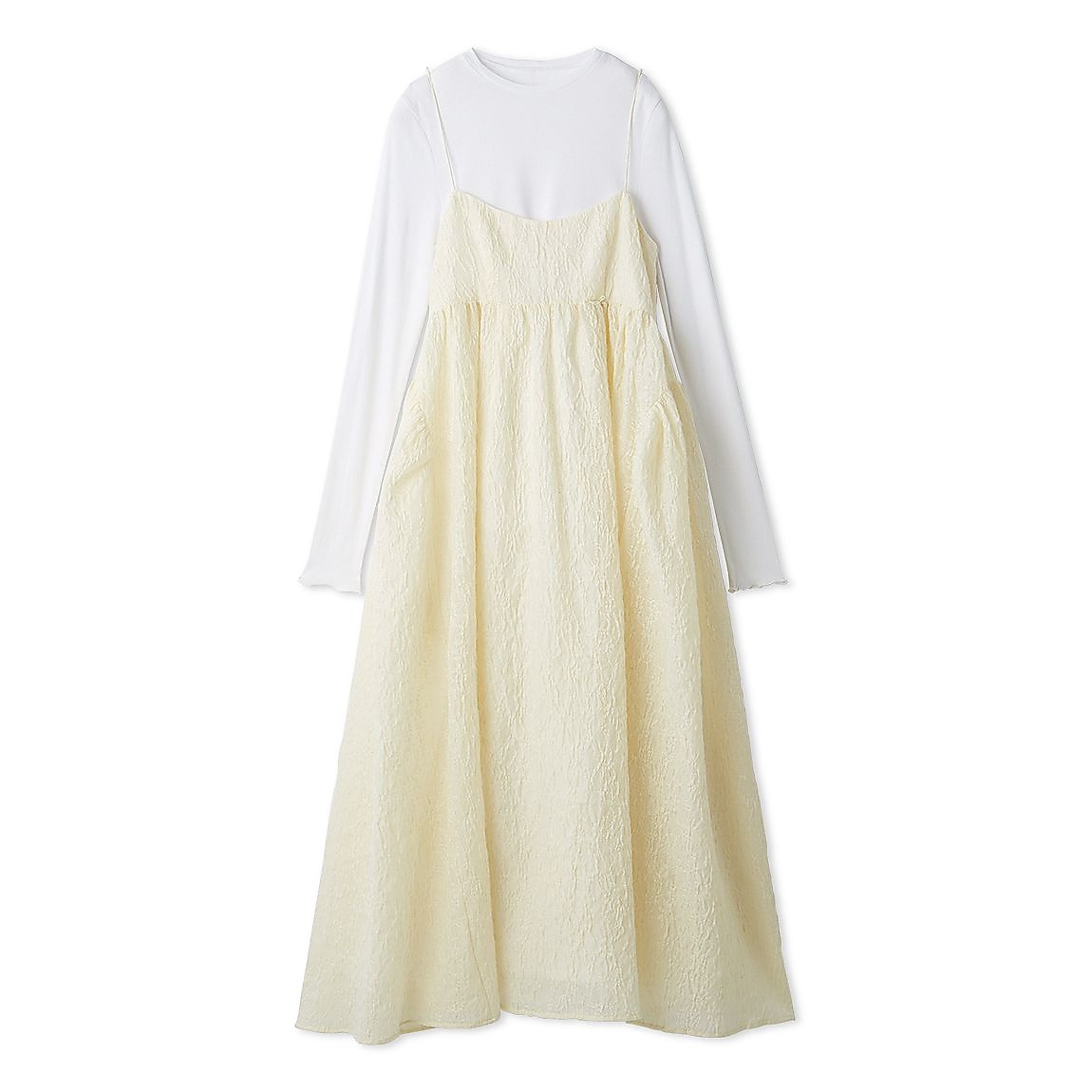 カットセットフラワージャガードワンピース