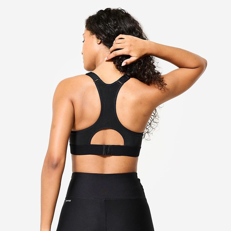 フィットネス レディース スポーツブラ カップ付き ハイインパクト アジャスタブル BLK