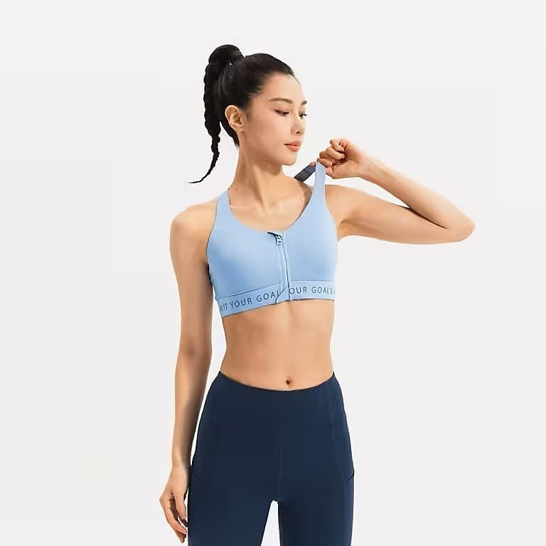 フィットネス レディース スポーツブラ カップ付 ハイインパクト ファスナー式 920BLU