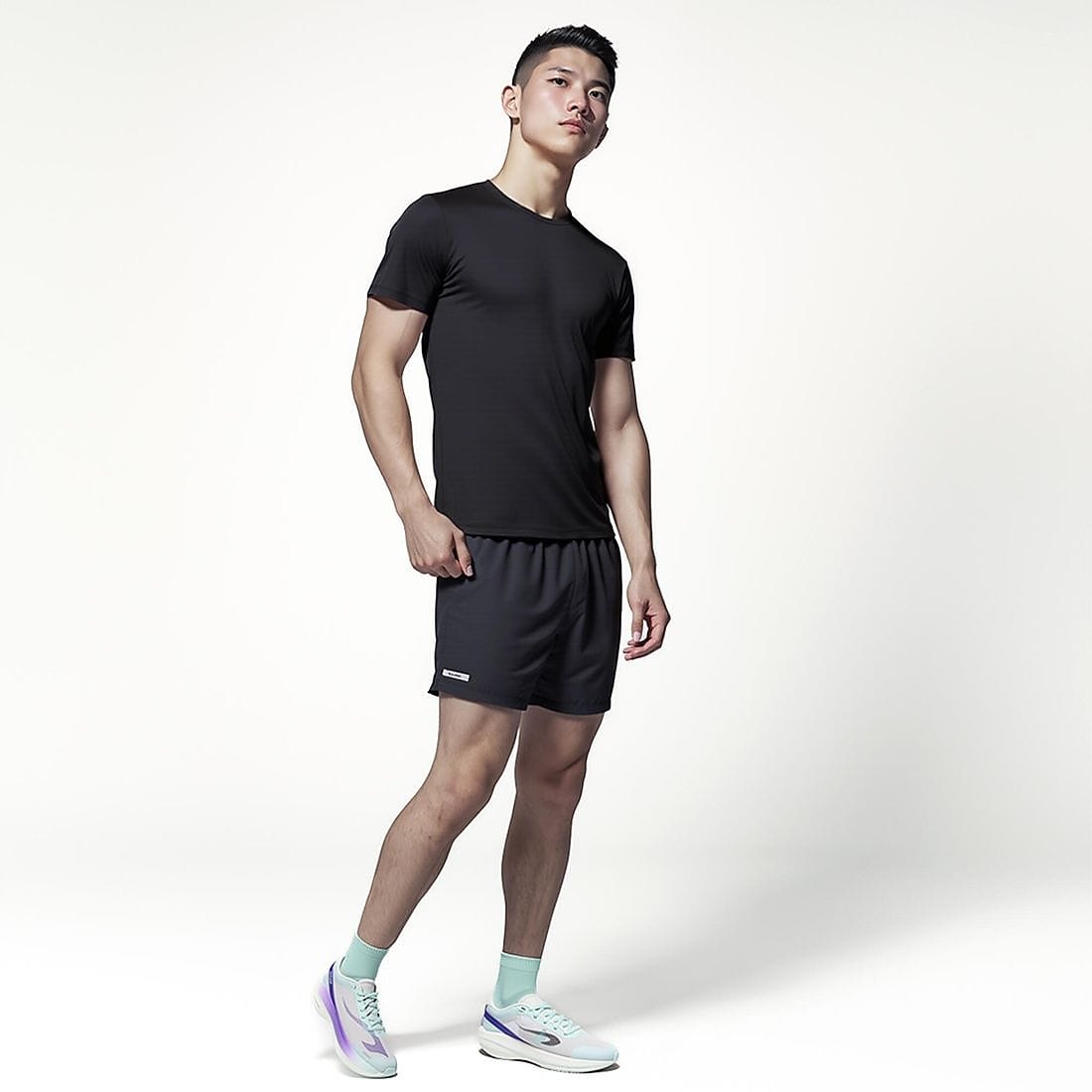 ランニング メンズ Tシャツ 透湿性 DRY BLK