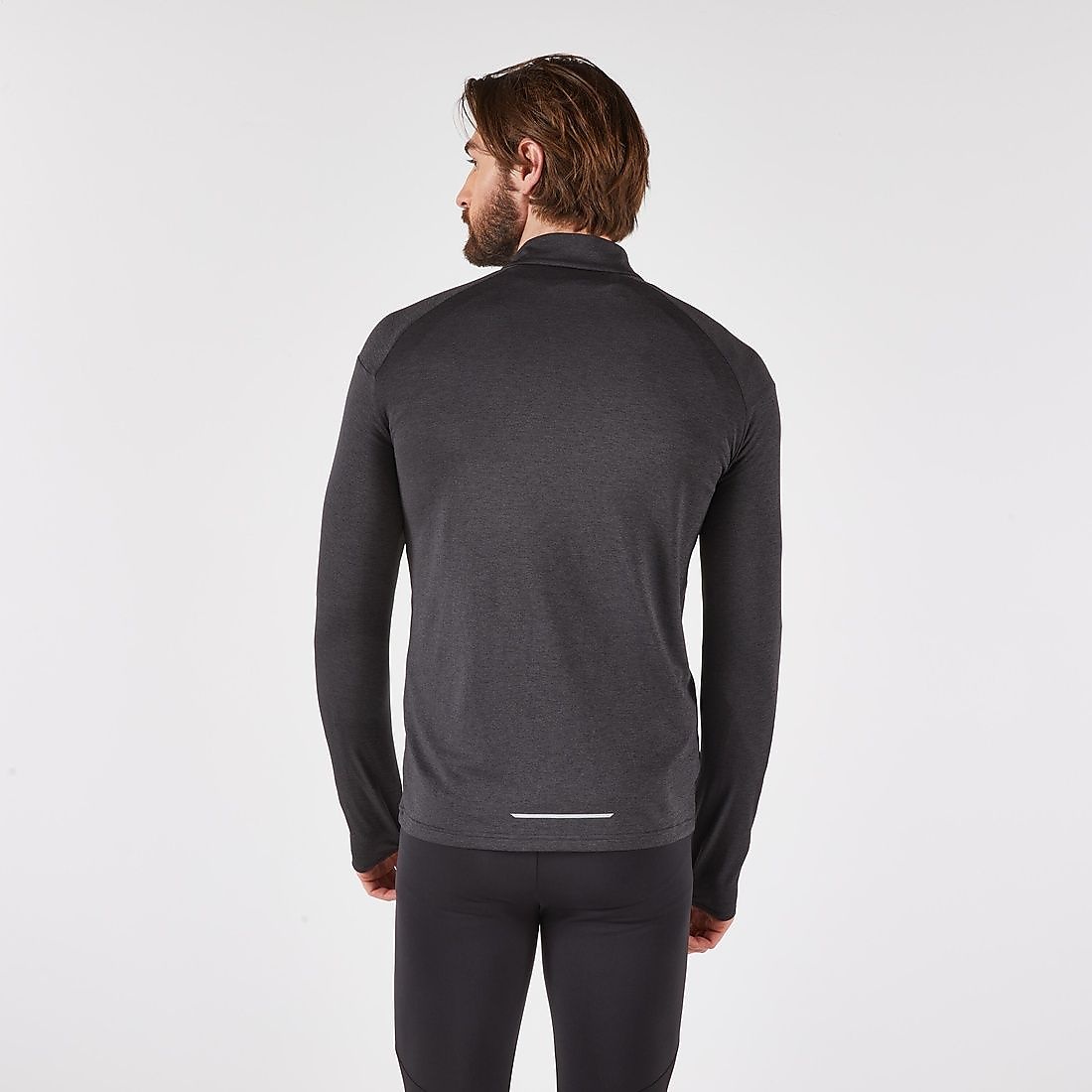 ランニング メンズ 保温/透湿性 ハーフファスナー長袖Tシャツ RUN 100 BLK