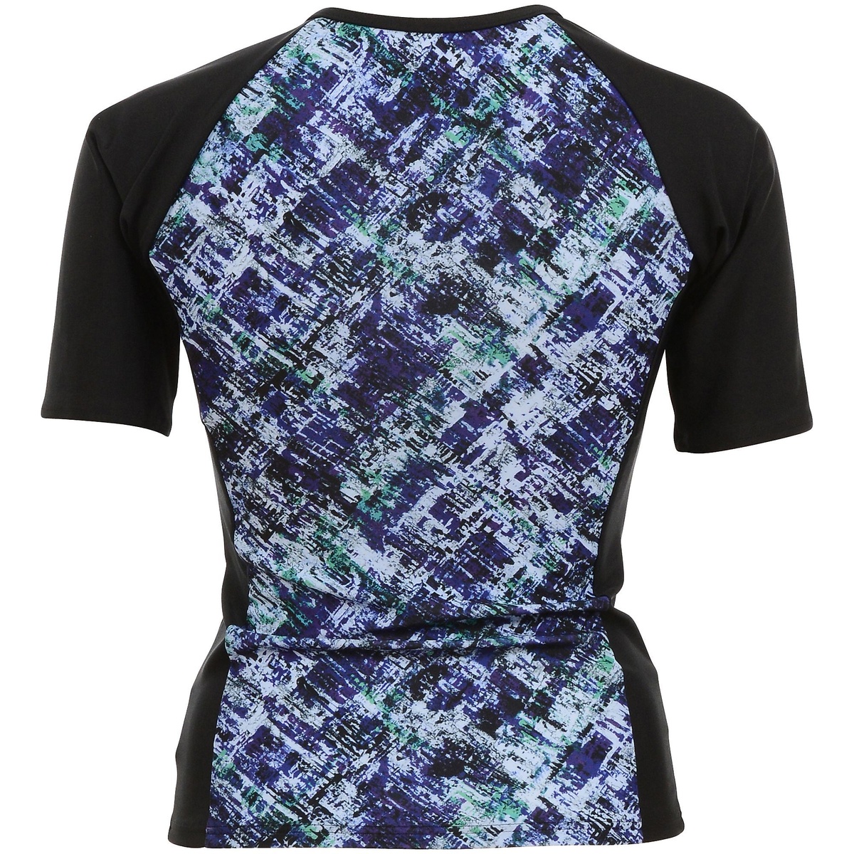 レディースかすれチェック柄半袖スイムトップス