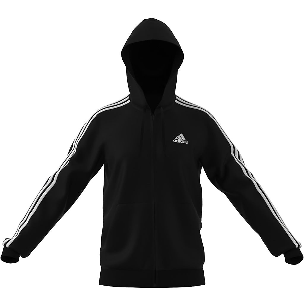 エッセンシャルズ フリース 3ストライプス フルジップパーカー / M ESSENTIALS 3STRIPES FULL-ZIP HOODIE