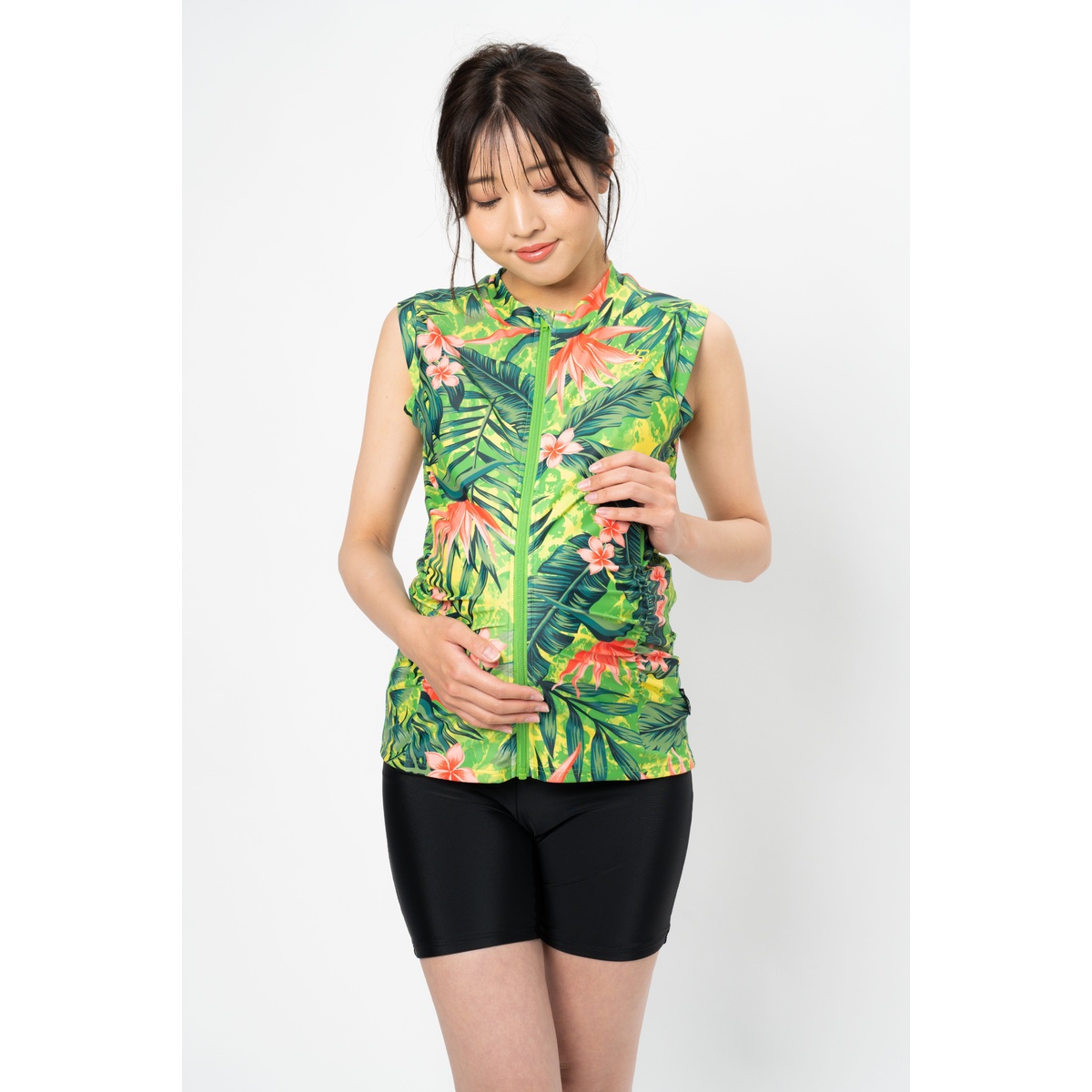 リゾート柄ノースリーブマタニティ水着