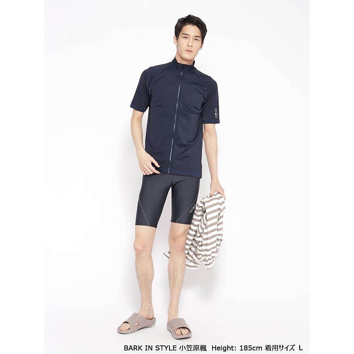 スイムウェア MEN'S フルジップラッシュガード半袖PP