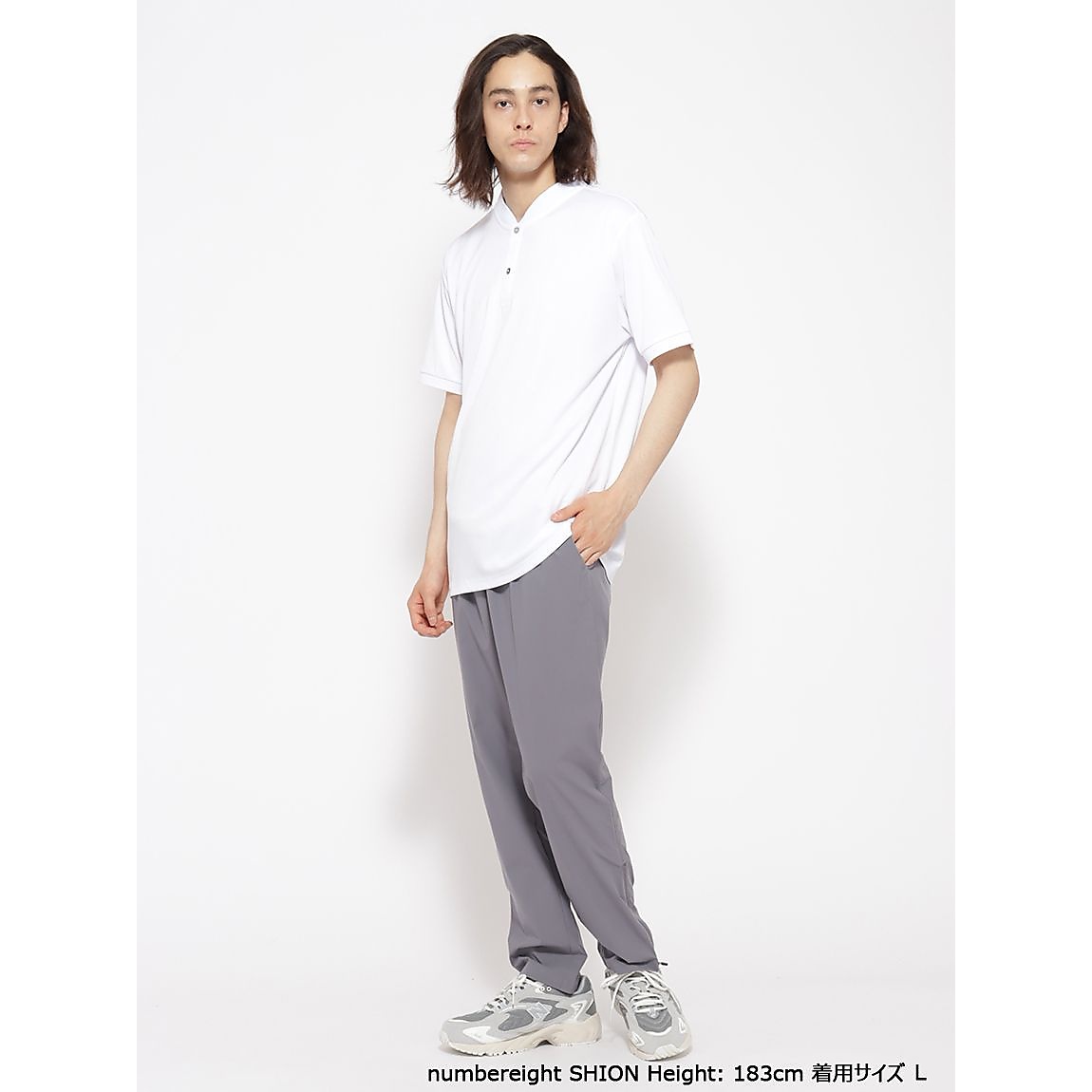 メッシュグロスドライ ノーカラーポロシャツ MENS